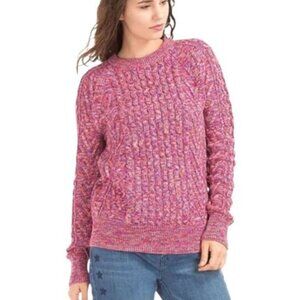 Gap Cable Crewneck Pink/Purple 100% Cotton Fisherman Sweater - M - Great Cond